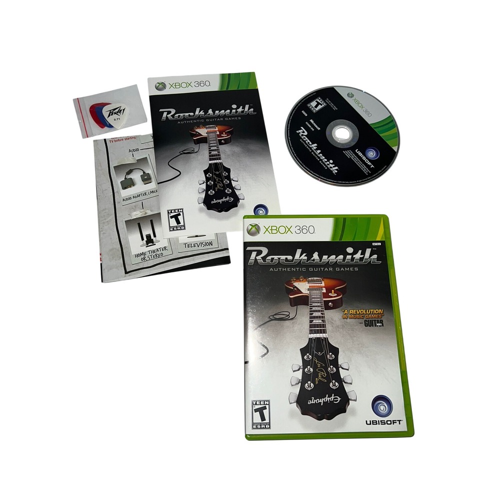 Rocksmith Xbox 360 Authentic Guitar Games Ubisoft CIB with Manual and Picks